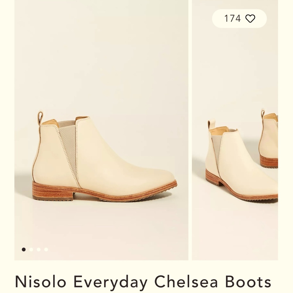 Nisolo Chelsea Everyday Boot, size 8.5, ivory